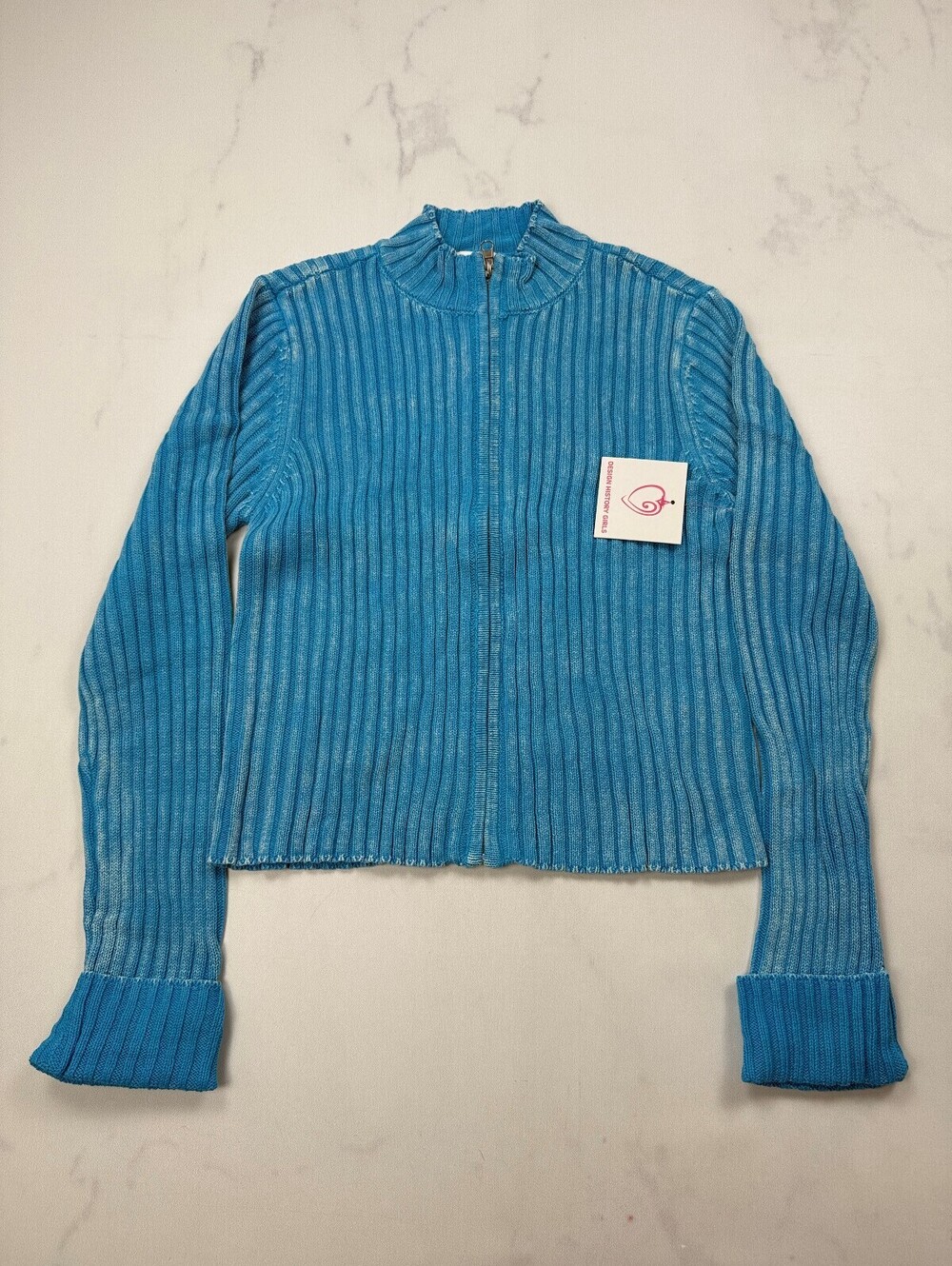 Design History Cardigan Blue 90s VTG Full Zip - Girls XXL